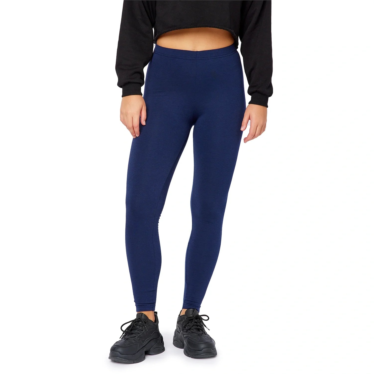 Bellivalini Damen Leggings Aus Baumwolle – Lang, Hochtailliert, Bequem Für Yoga, Alltag & Freizeit