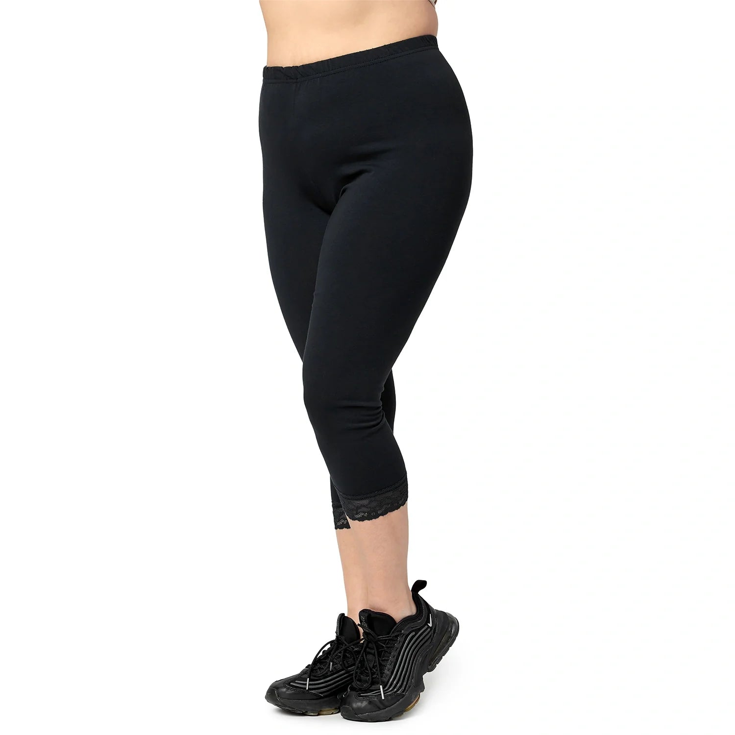 Große Größen Capri Leggings mit Spitze aus Baumwolle MS10-458