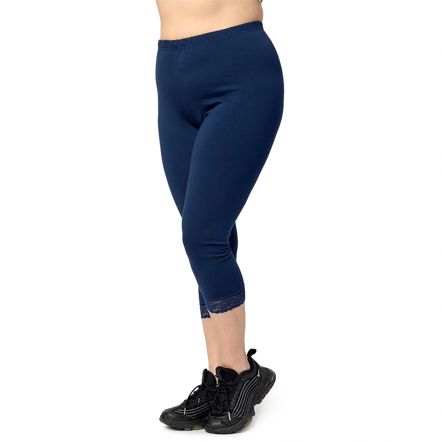 Große Größen Capri Leggings mit Spitze aus Baumwolle MS10-458